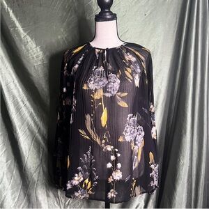Floral Black Sheer Blouse